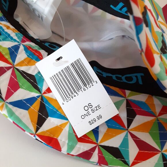 Disney Parks Epcot Geometric Bucket Hat Multicolored Retro 90s Art to Wear - Picture 7 of 7